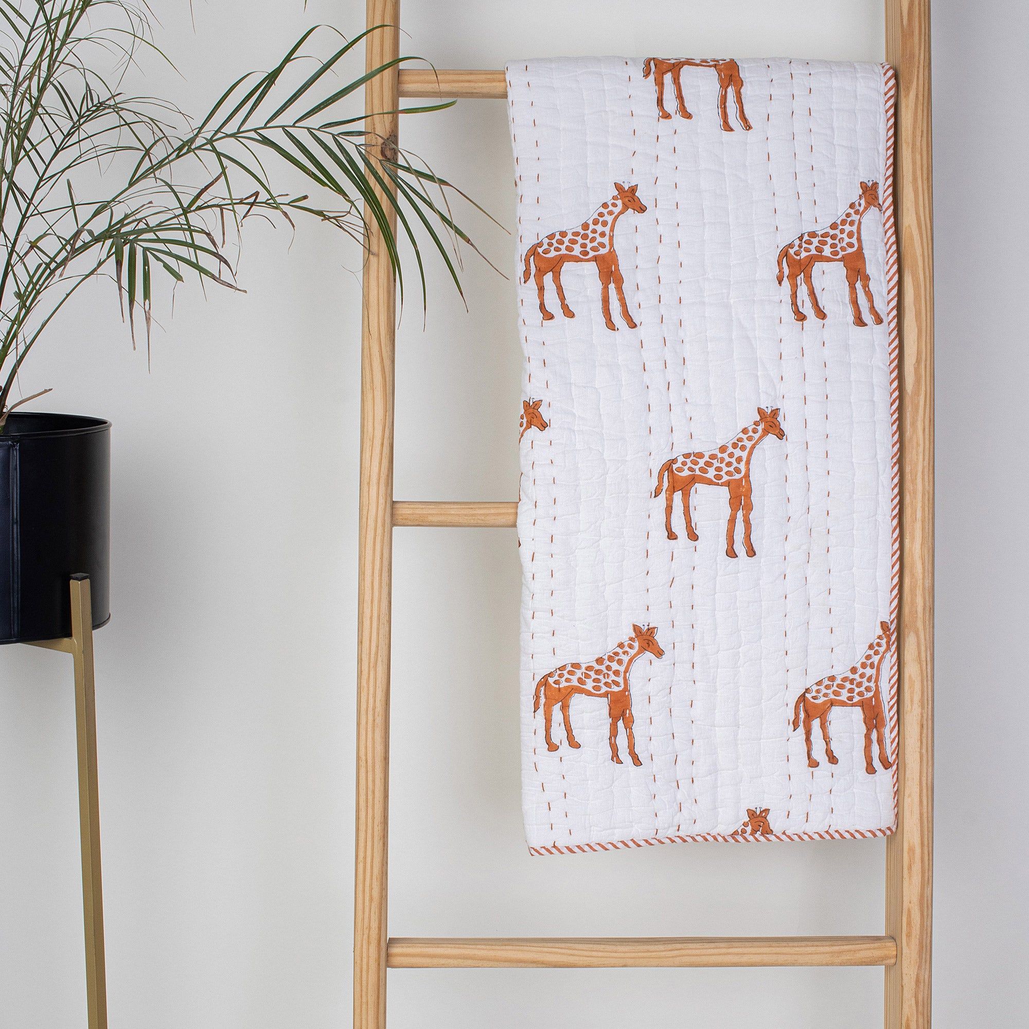 Natural Dyed Giraffe Print Warm Baby Blanket 094